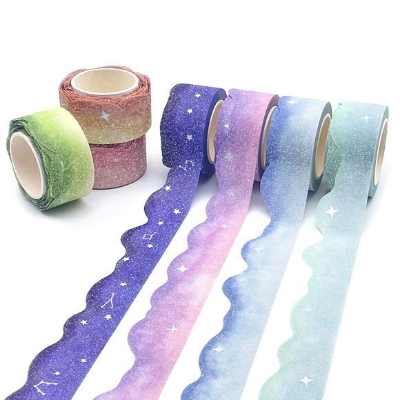 Professional glitter foil die cut washi tape in various shapes 1