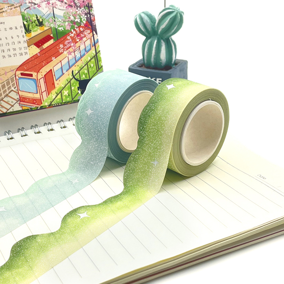 Professional glitter foil die cut washi tape in various shapes 6