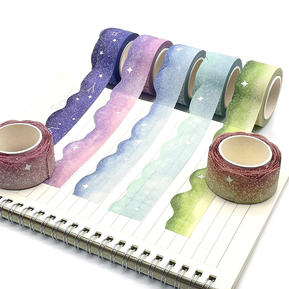 Professional glitter foil die cut washi tape in various shapes 7